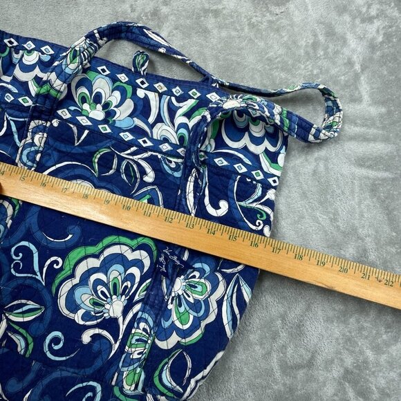 Vera Bradley Blue & Green Floral Quilted Tote Bag With Zipper Pocket 6357 - Picture 6 of 6